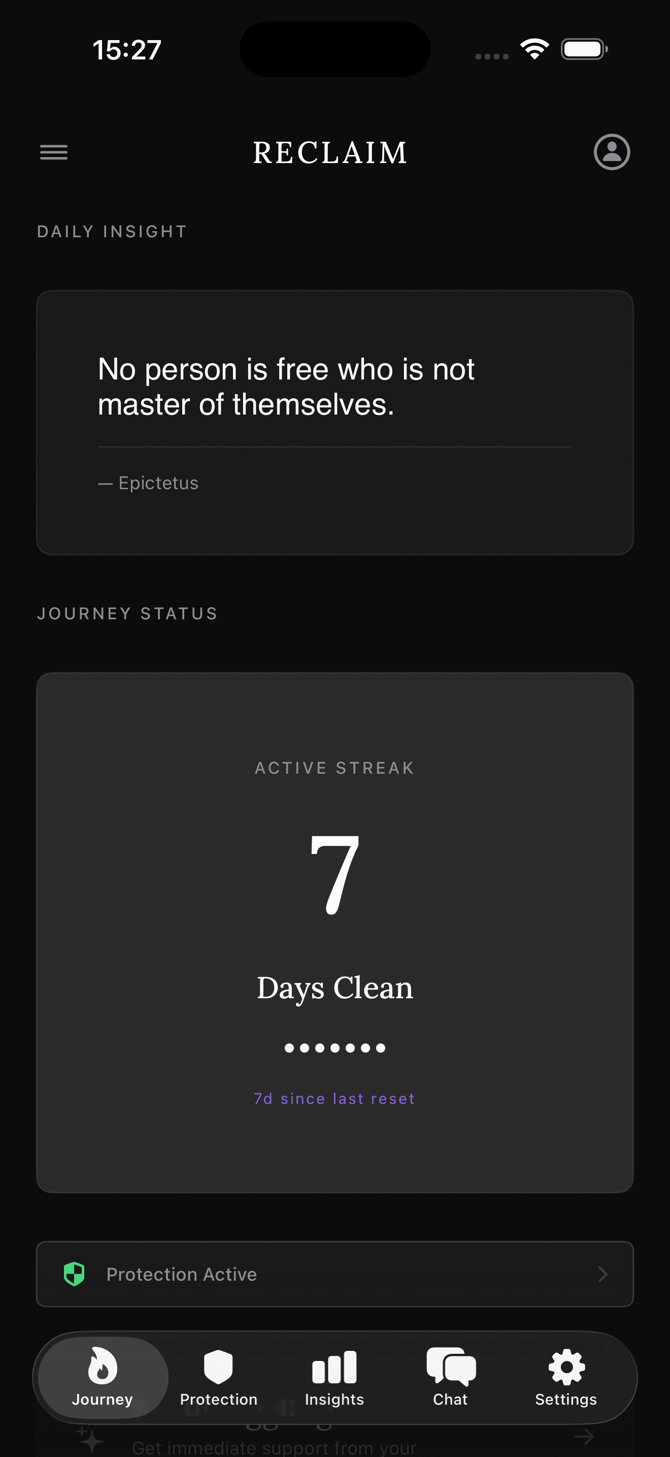 Reclaim journey dashboard